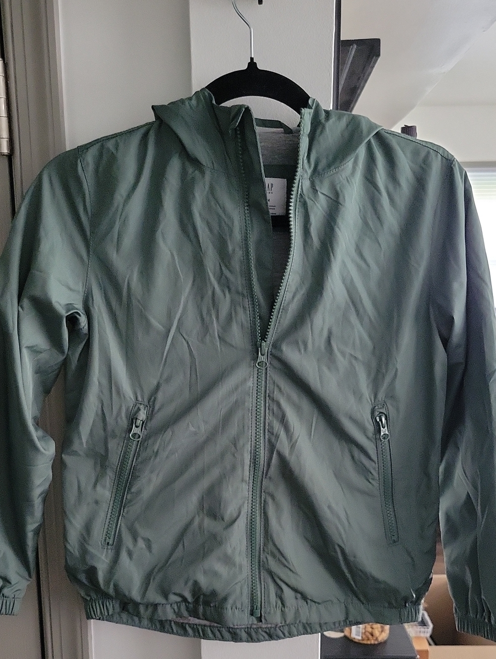 GAP Olive Green Hooded Kids Windbreaker Jacket